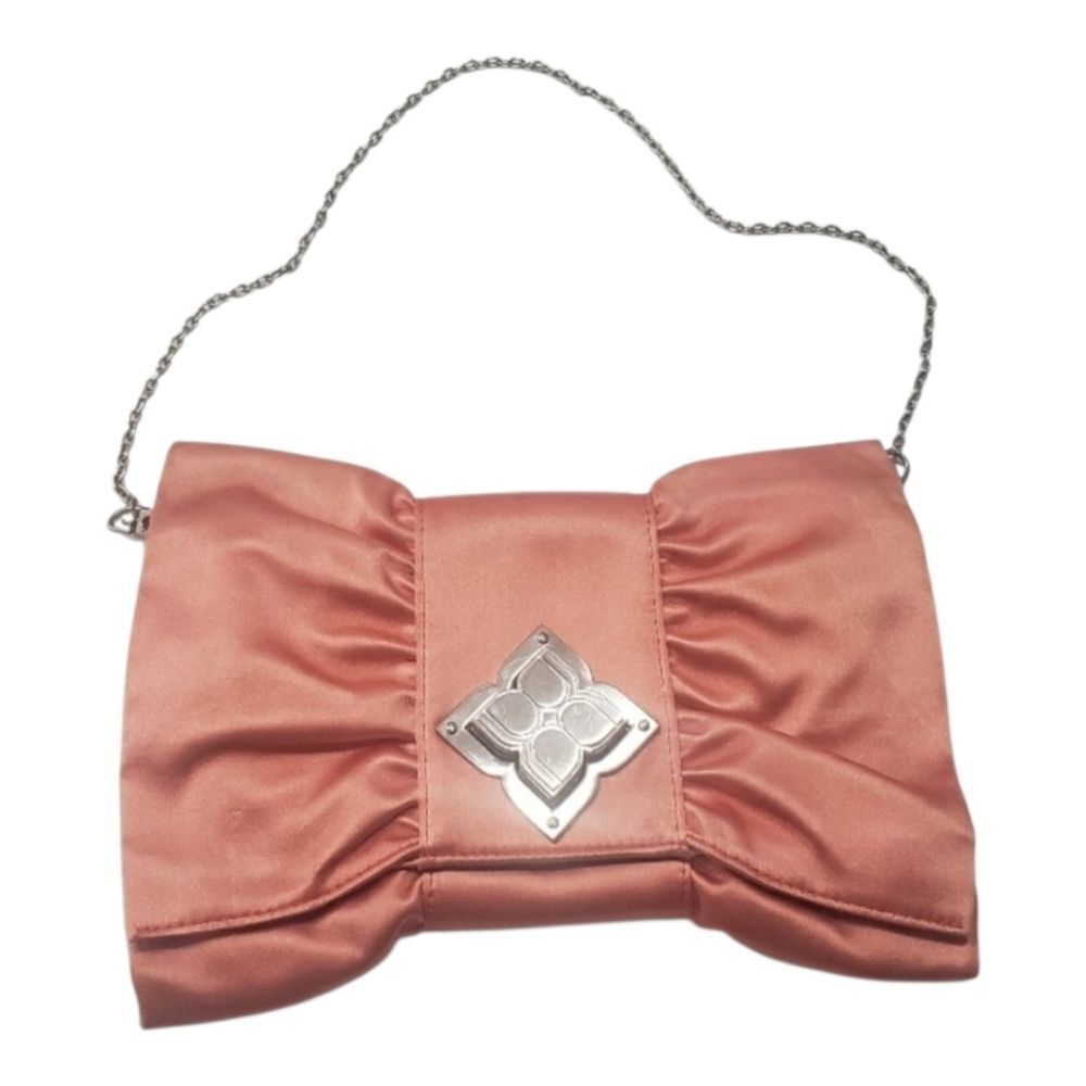 BCBGMaxAzria Elegant Peach Satin Clutch Bag